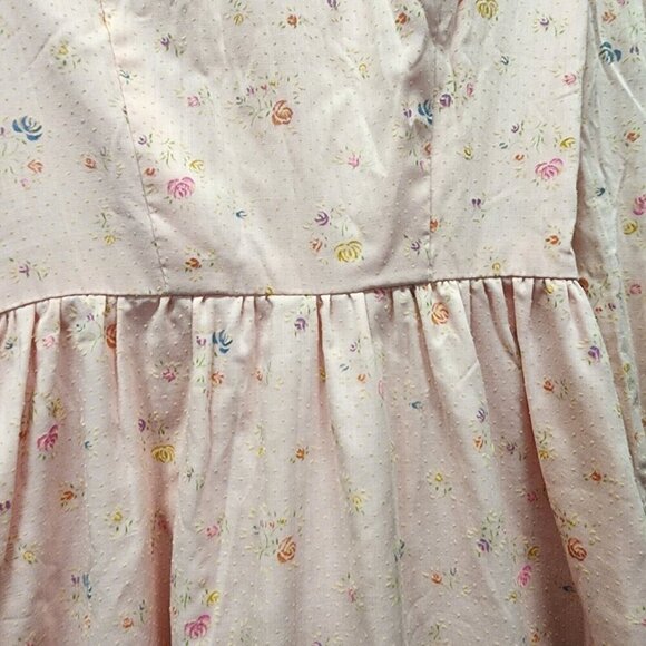 Vintage Handmade 70's Prairie CottageCore Pink Floral Long Sleeve Dress Sz 0? - Picture 10 of 16